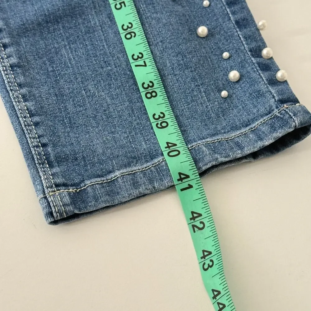 Anthology Sadie Slim Jeans Sz 24R‎ Pearl Embellished Decorative Y2K Denim